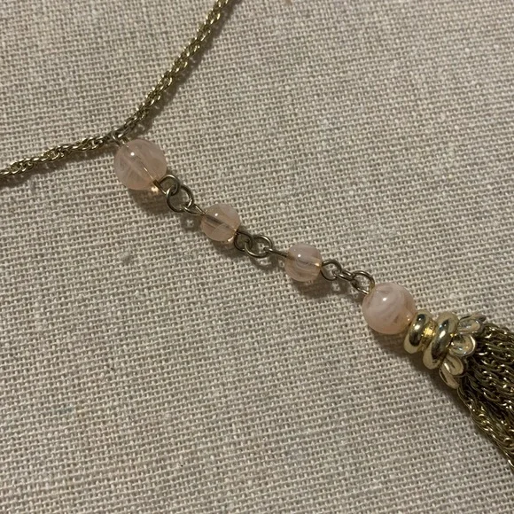 Banana Republic Gold Tassel Necklace with Pink Beads - Picture 3 of 4